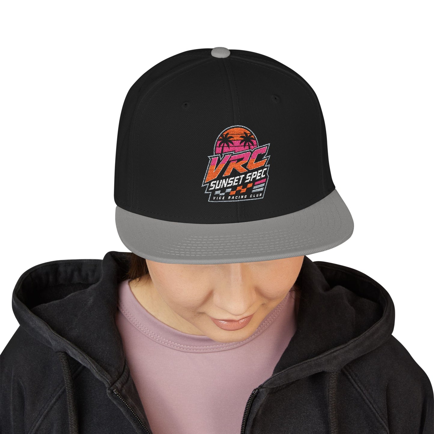 VRC Sunset Spec Snapback Hat – Vice Racing Club Embroidered Street Racing Cap