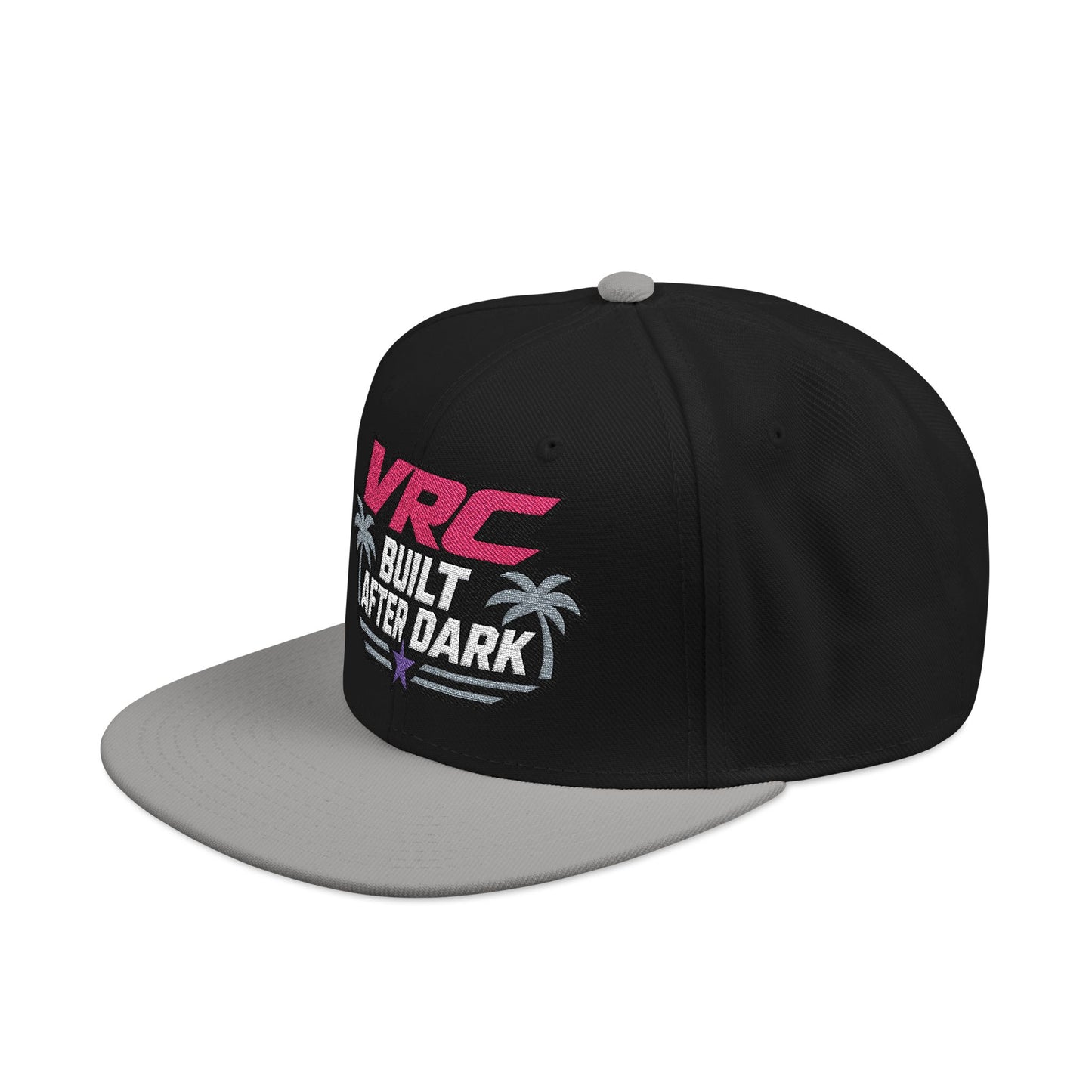 VRC Built after Dark Neon Palm Snapback Hat — 'Built After Dark' Embroidered Cap