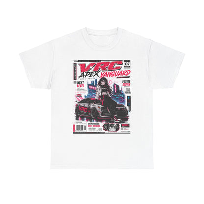 Apex Vanguard Racing Tee — Cyberpunk Car Magazine Graphic Shirt