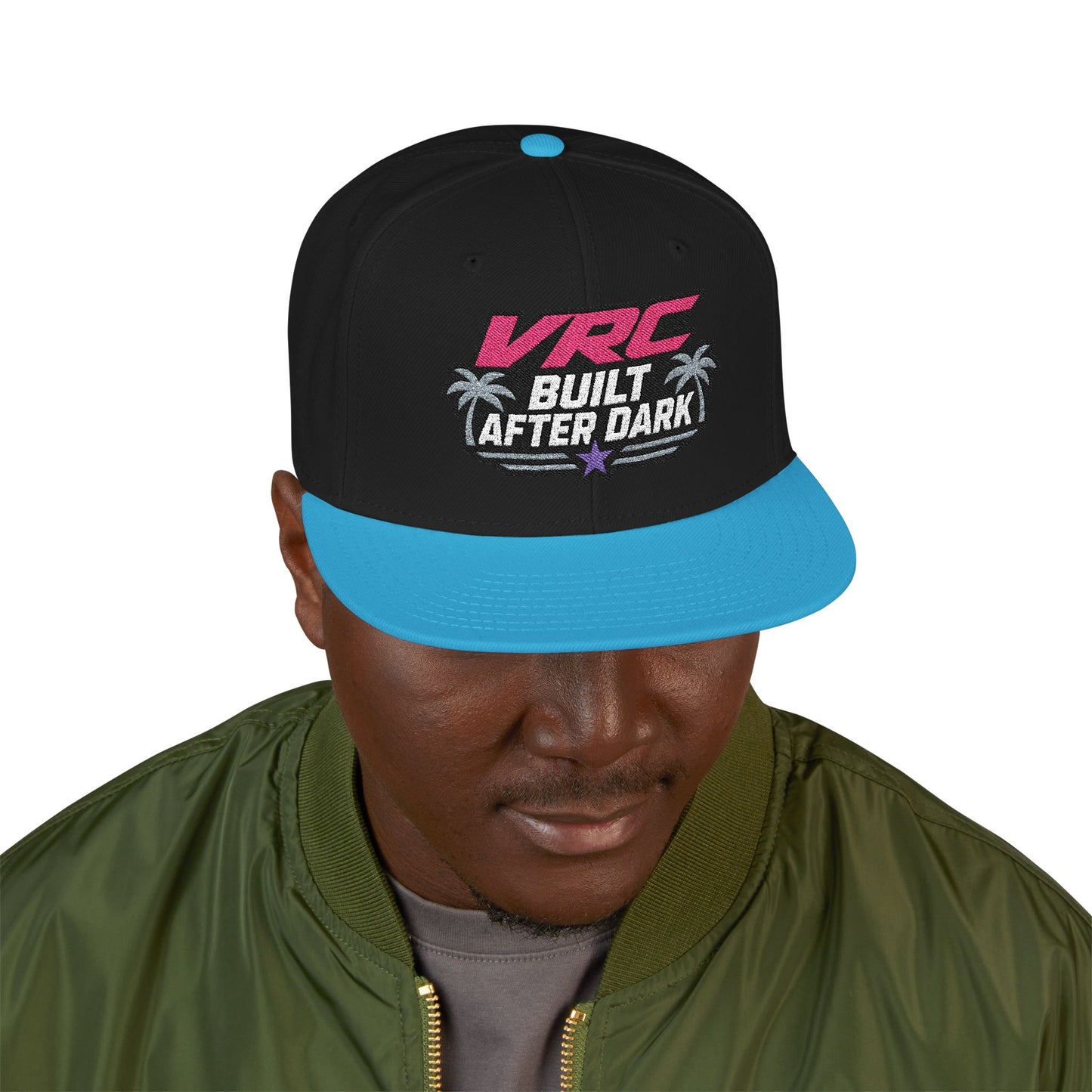 VRC Built after Dark Neon Palm Snapback Hat — 'Built After Dark' Embroidered Cap