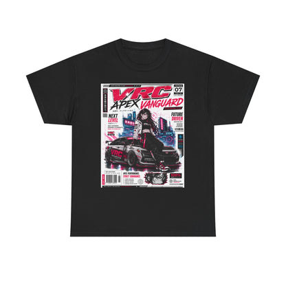 Apex Vanguard Racing Tee — Cyberpunk Car Magazine Graphic Shirt