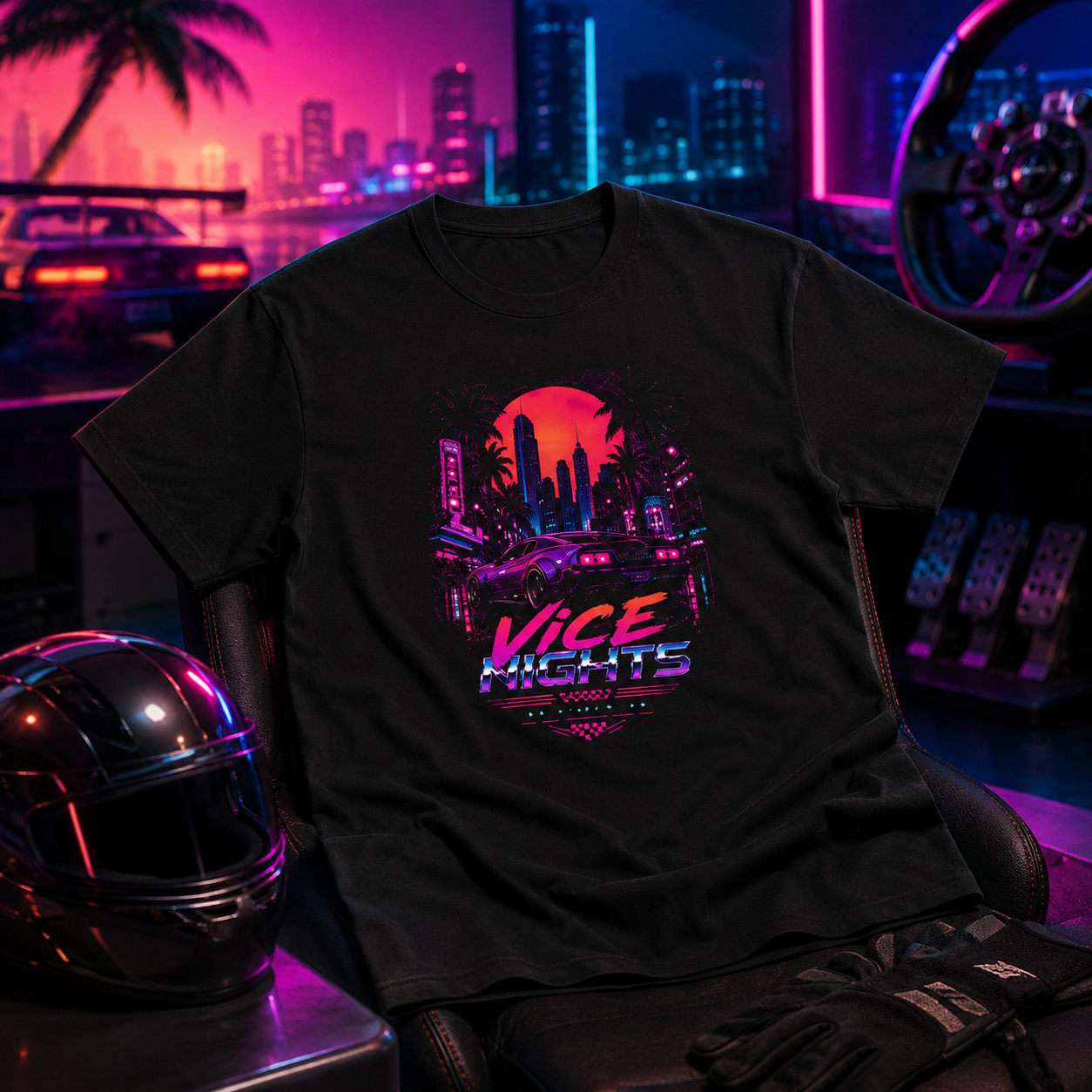 VRC Vice Nights Neon Racing Graphic Tee