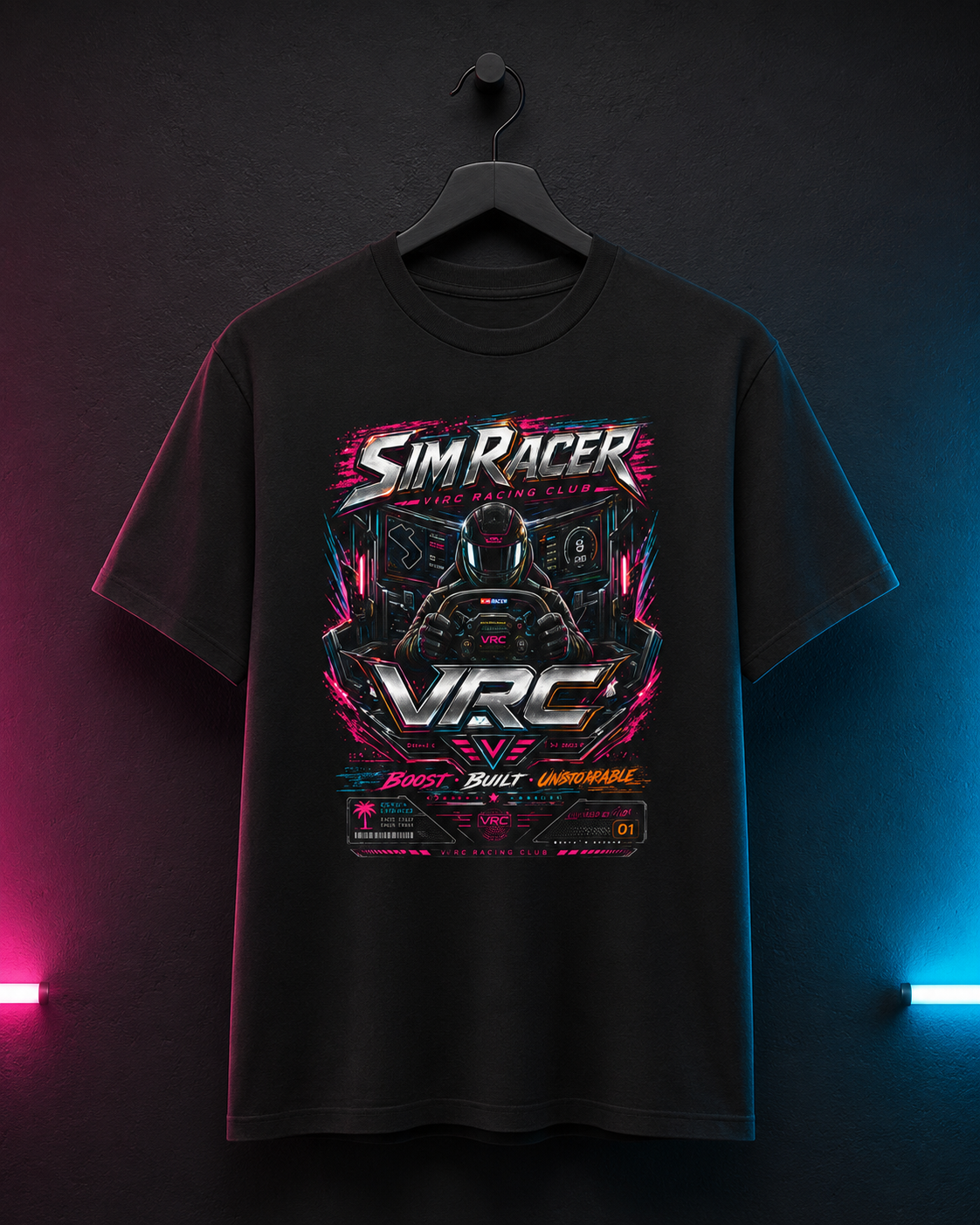 VRC Sim Racer Neon Racing Graphic Tee