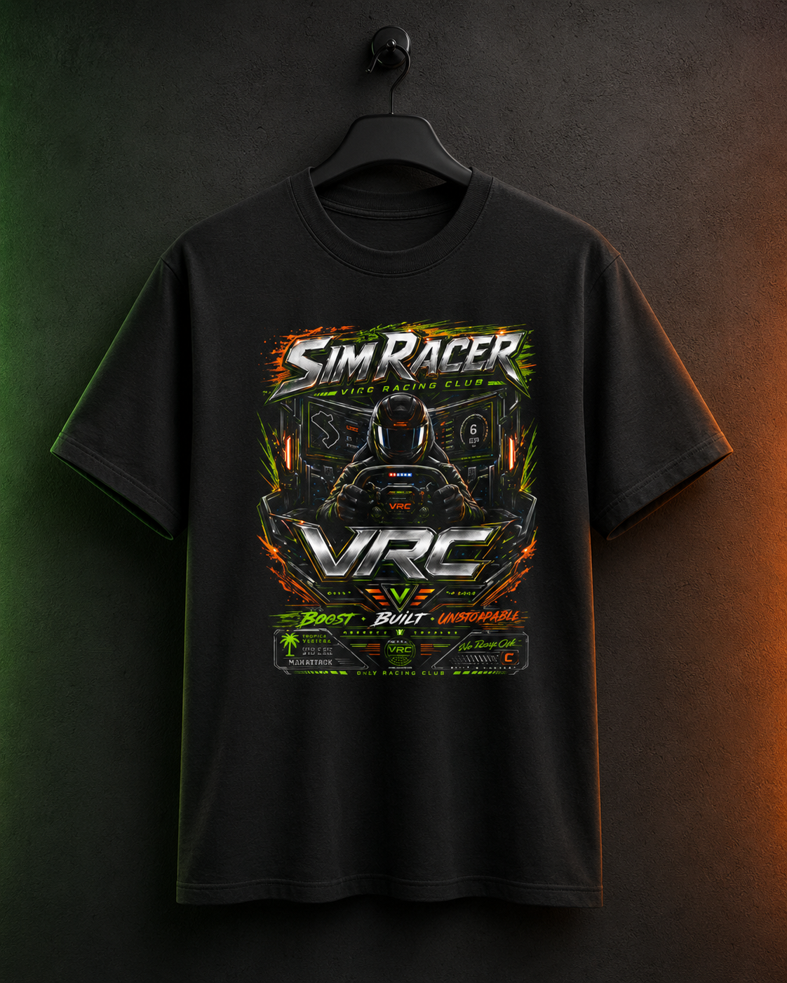 VRC Sim Racer Boost Built Unstoppable Graphic Tee