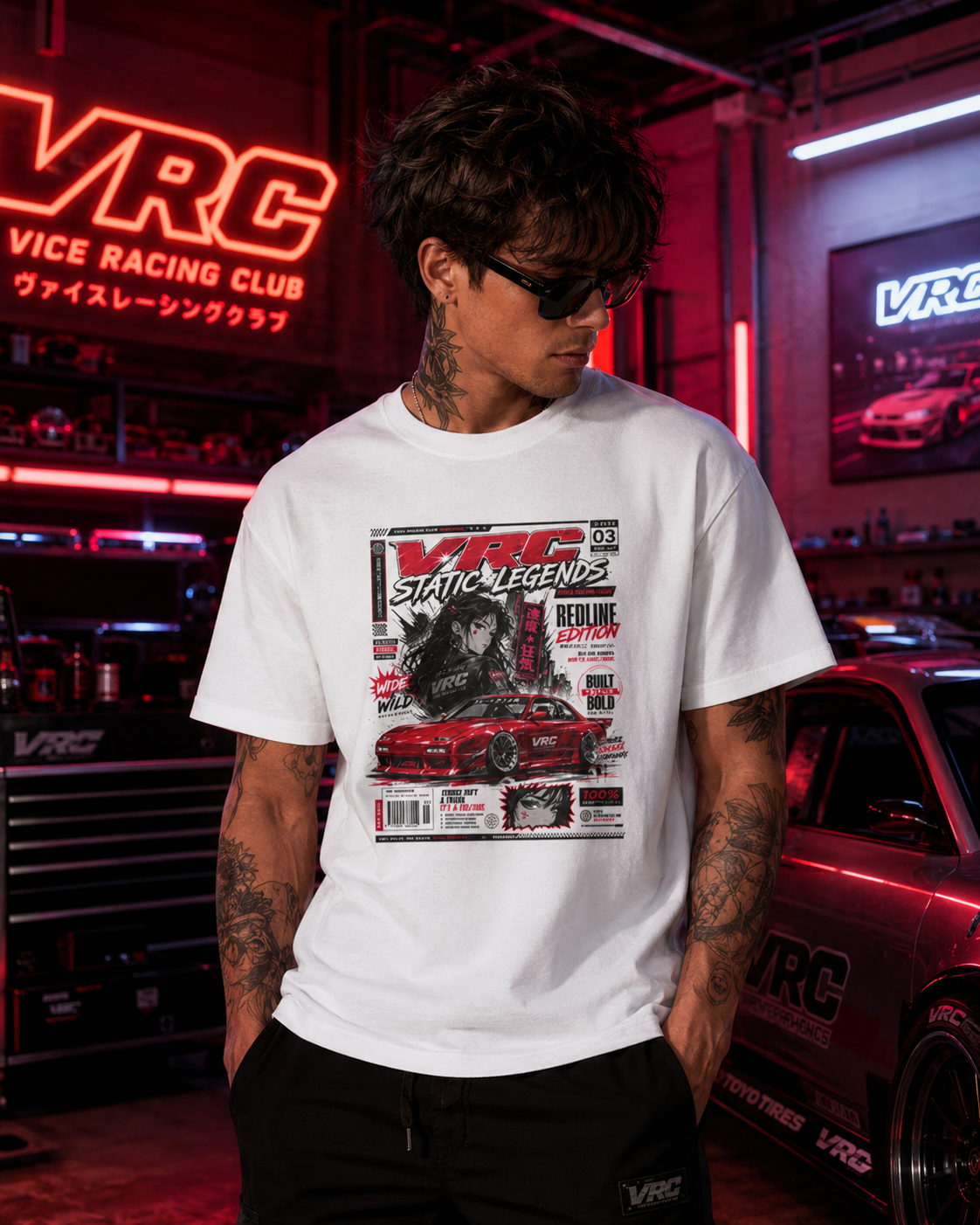 Car Culture Tee - "Static Legends" Redline Edition Graphic T-Shirt