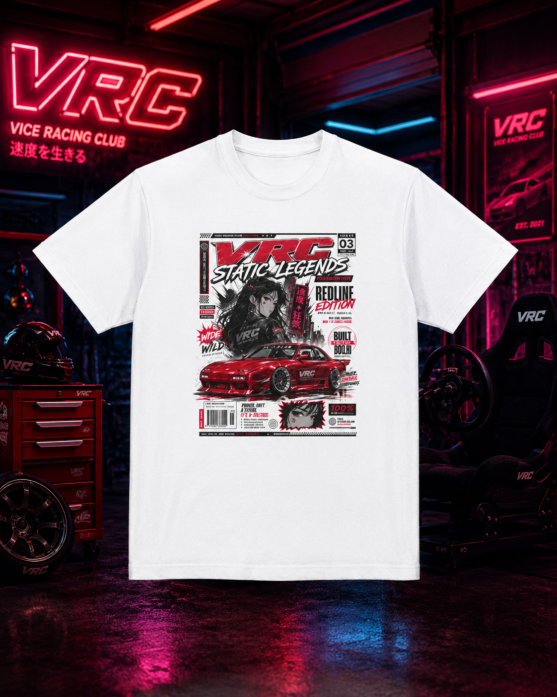Car Culture Tee - "Static Legends" Redline Edition Graphic T-Shirt