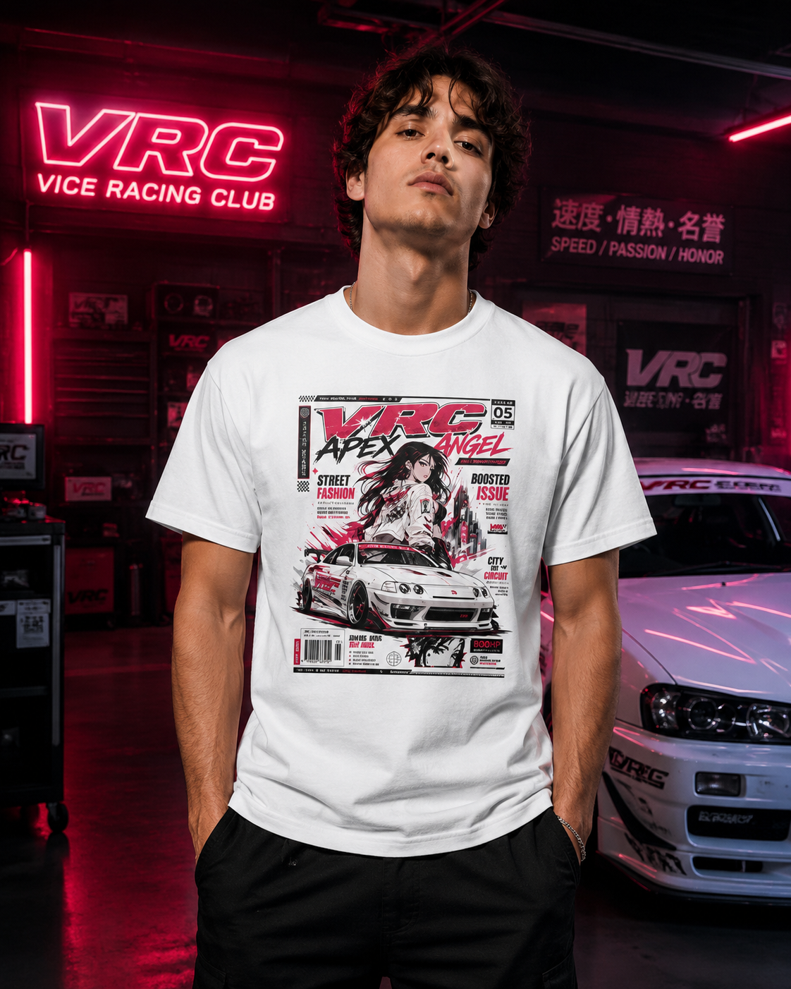 Racing Manga Tee — Apex Angel Street Car Graphic Shirt