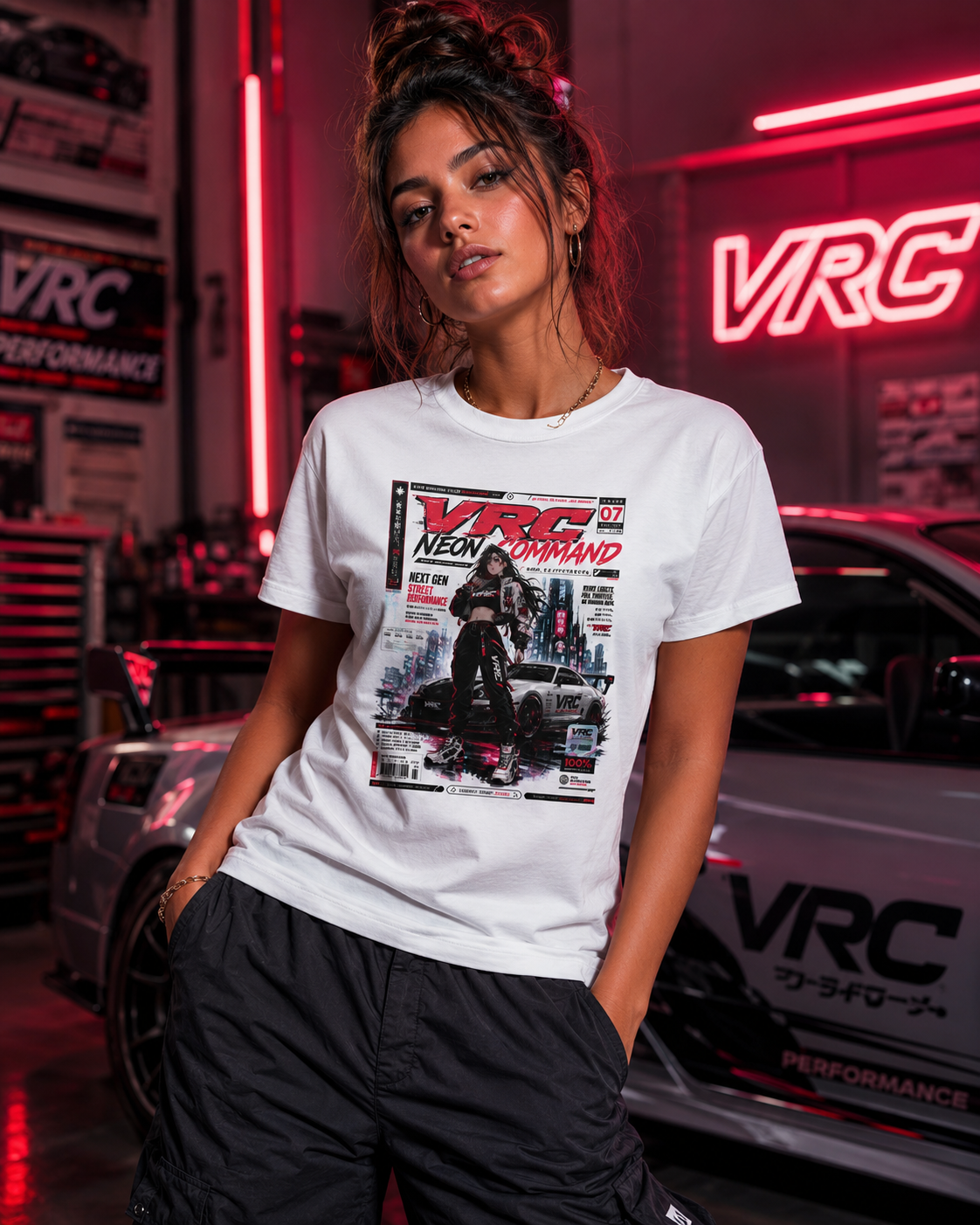 Cyberpunk Neon Command Tee — "VRG Neon Command" Graphic T-Shirt