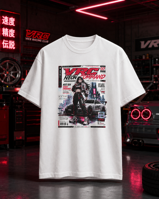 Cyberpunk Neon Command Tee — "VRG Neon Command" Graphic T-Shirt
