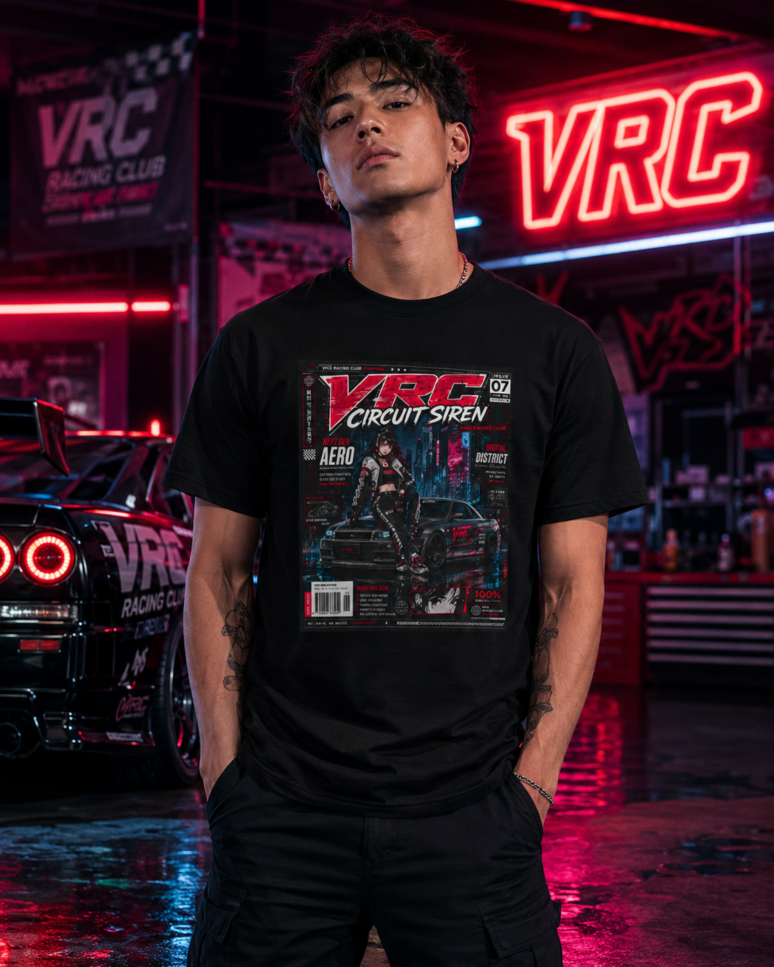 Cyberpunk Tee — "VRC Circuit Siren" Graphic T-Shirt