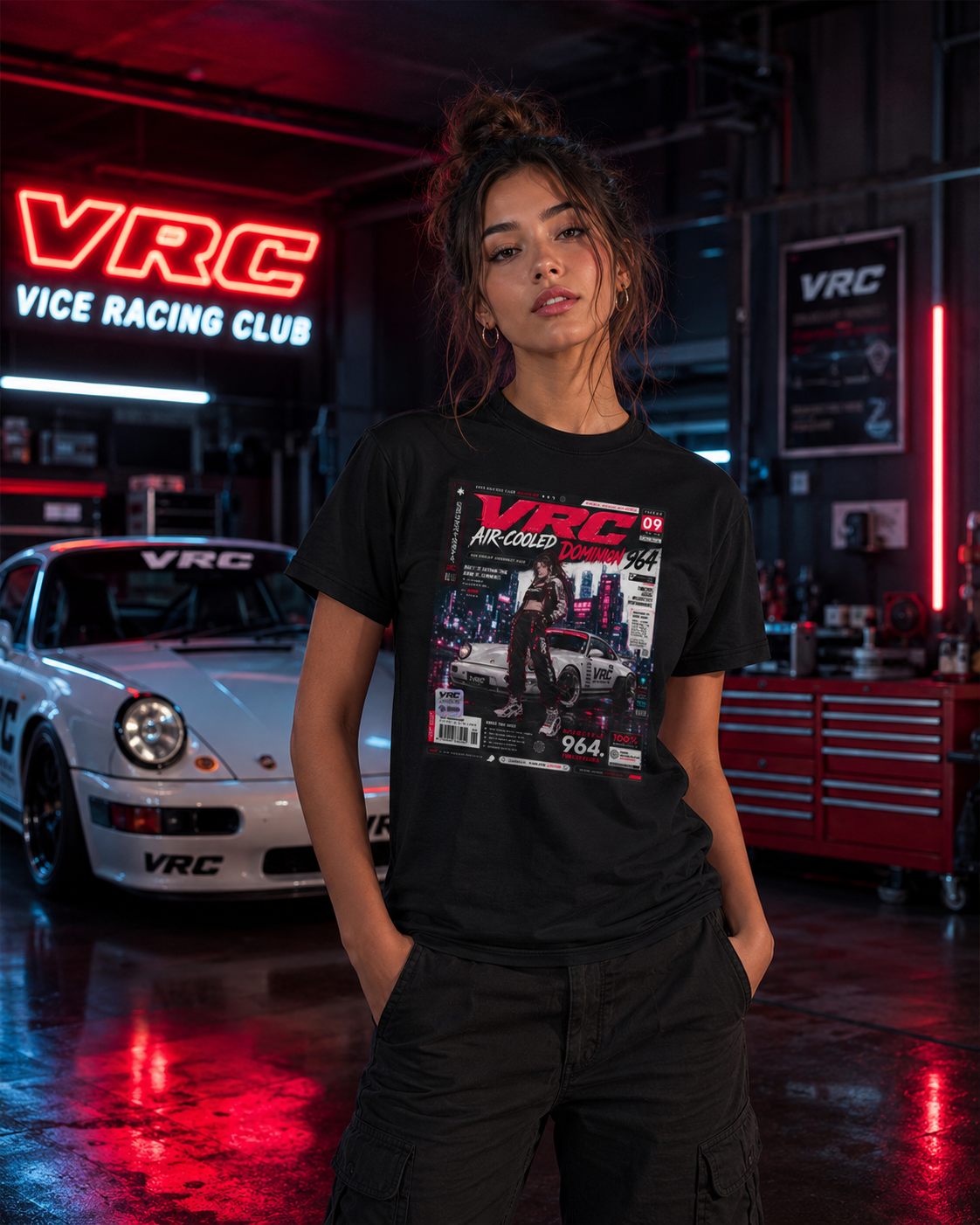 VRC Air-Cooled Dominion 964 Racing Graphic Tee – Neon Street Legends Shirt
