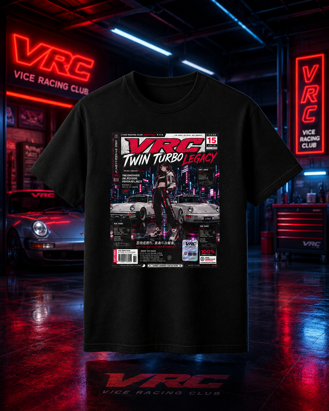 VRC Twin Turbo Legacy Racing Graphic Tee – Neon Street Legends Shirt