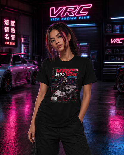 VRC Euro Icons After Dark Racing Graphic Tee – Neon Street Legends Shirt