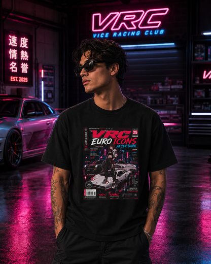 VRC Euro Icons After Dark Racing Graphic Tee – Neon Street Legends Shirt