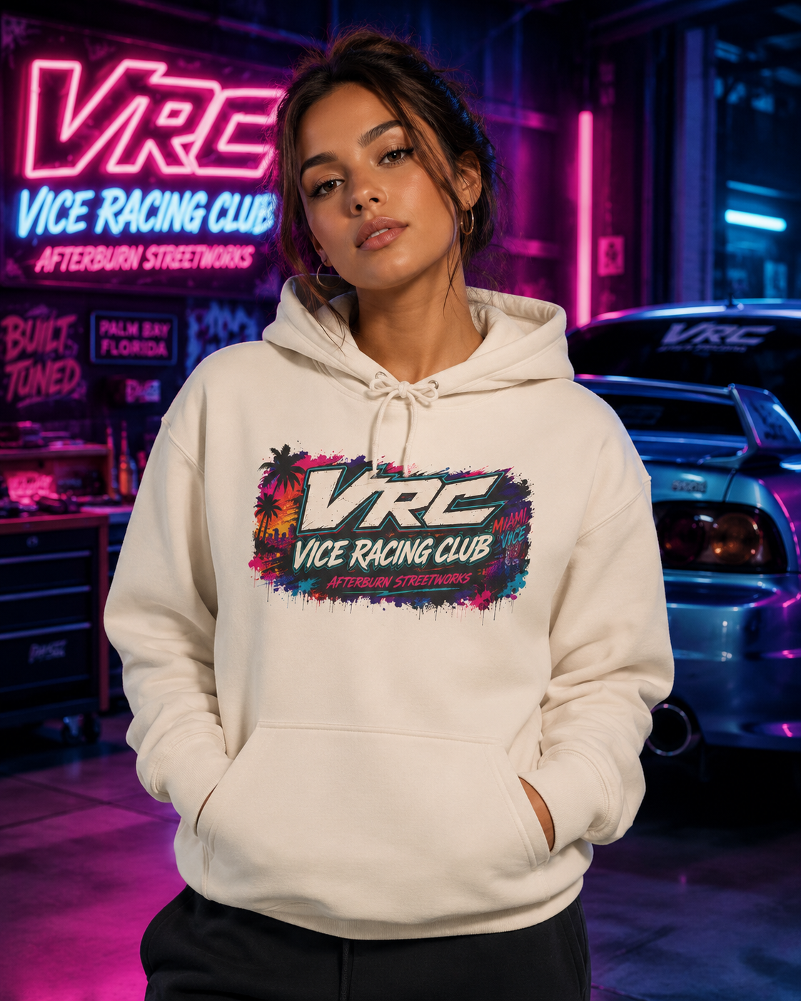VRC Boost Culture Hoodie – Neon Turbo Street Racing Graphic Hoodie