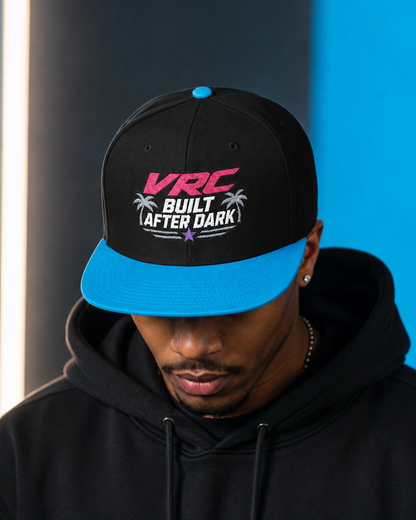 VRC Built after Dark Neon Palm Snapback Hat — 'Built After Dark' Embroidered Cap