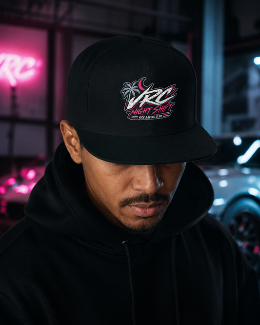 VRC Night Shift Snapback Hat – Vice Racing Club Embroidered Street Racing Cap