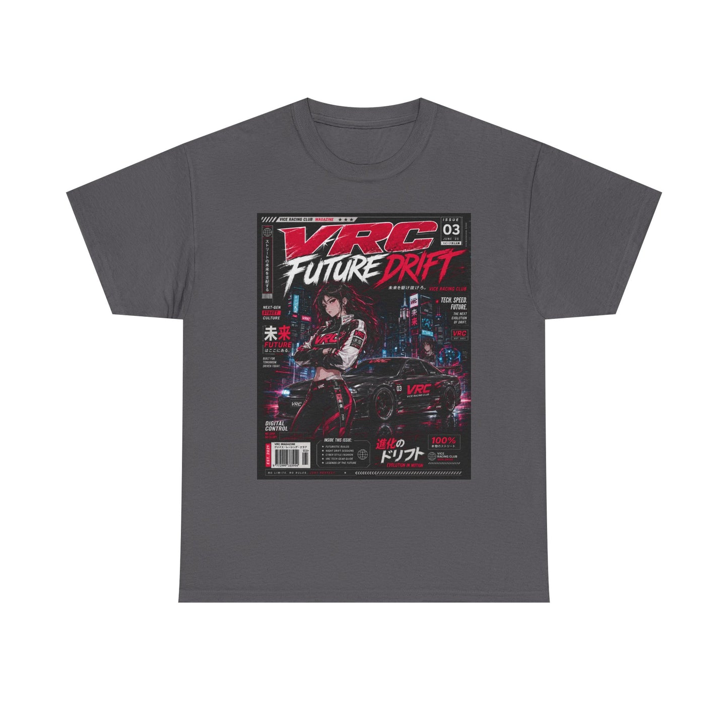 Future Drift Tee — Vaporwave Racing Graphic T-Shirt with "VRC Future Drift" Design