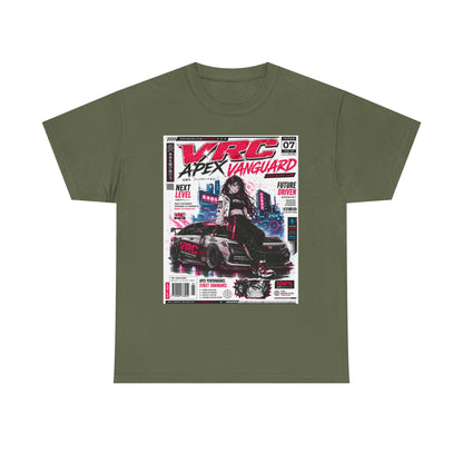 Apex Vanguard Racing Tee — Cyberpunk Car Magazine Graphic Shirt