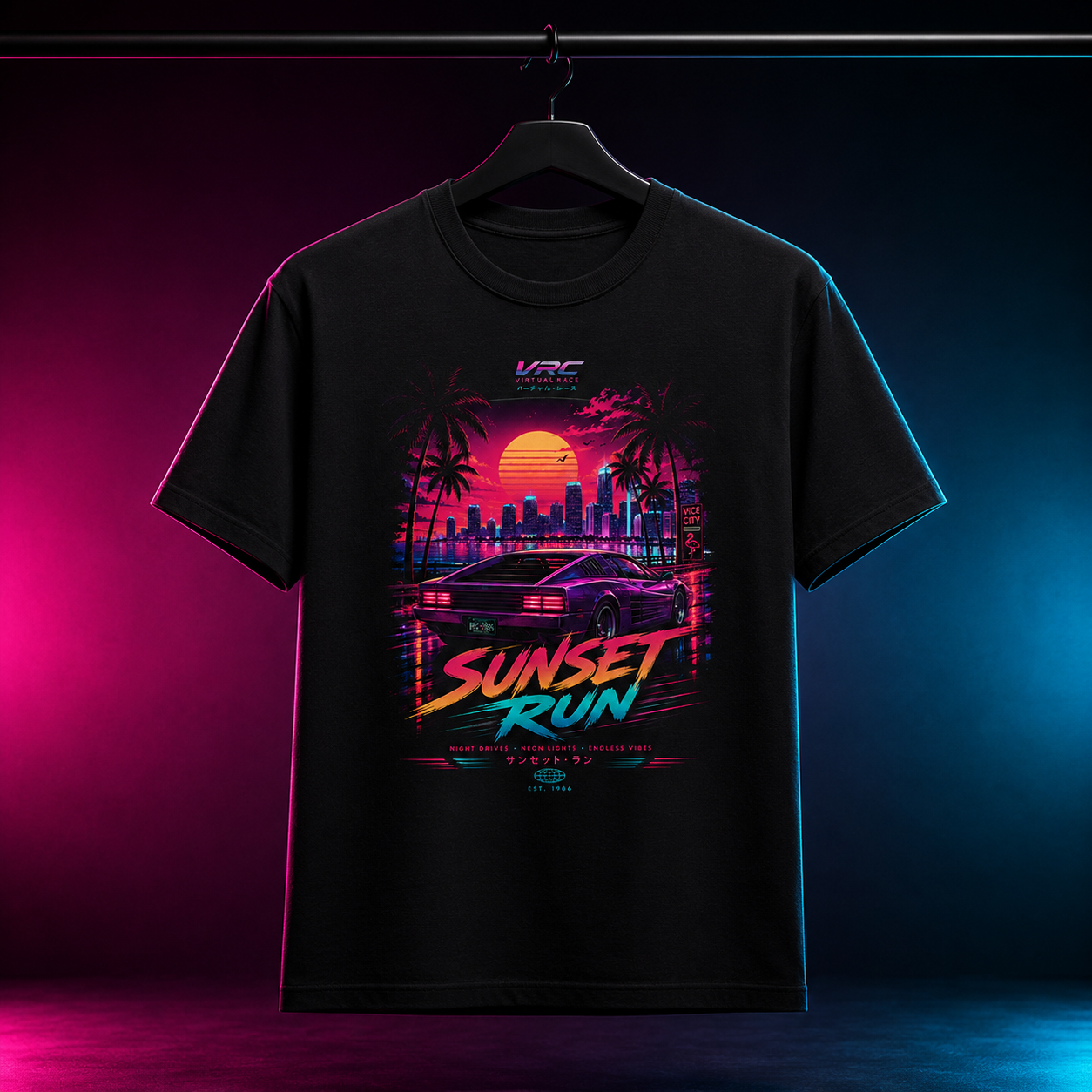 VRC Sunset Run Neon Racing Graphic Tee