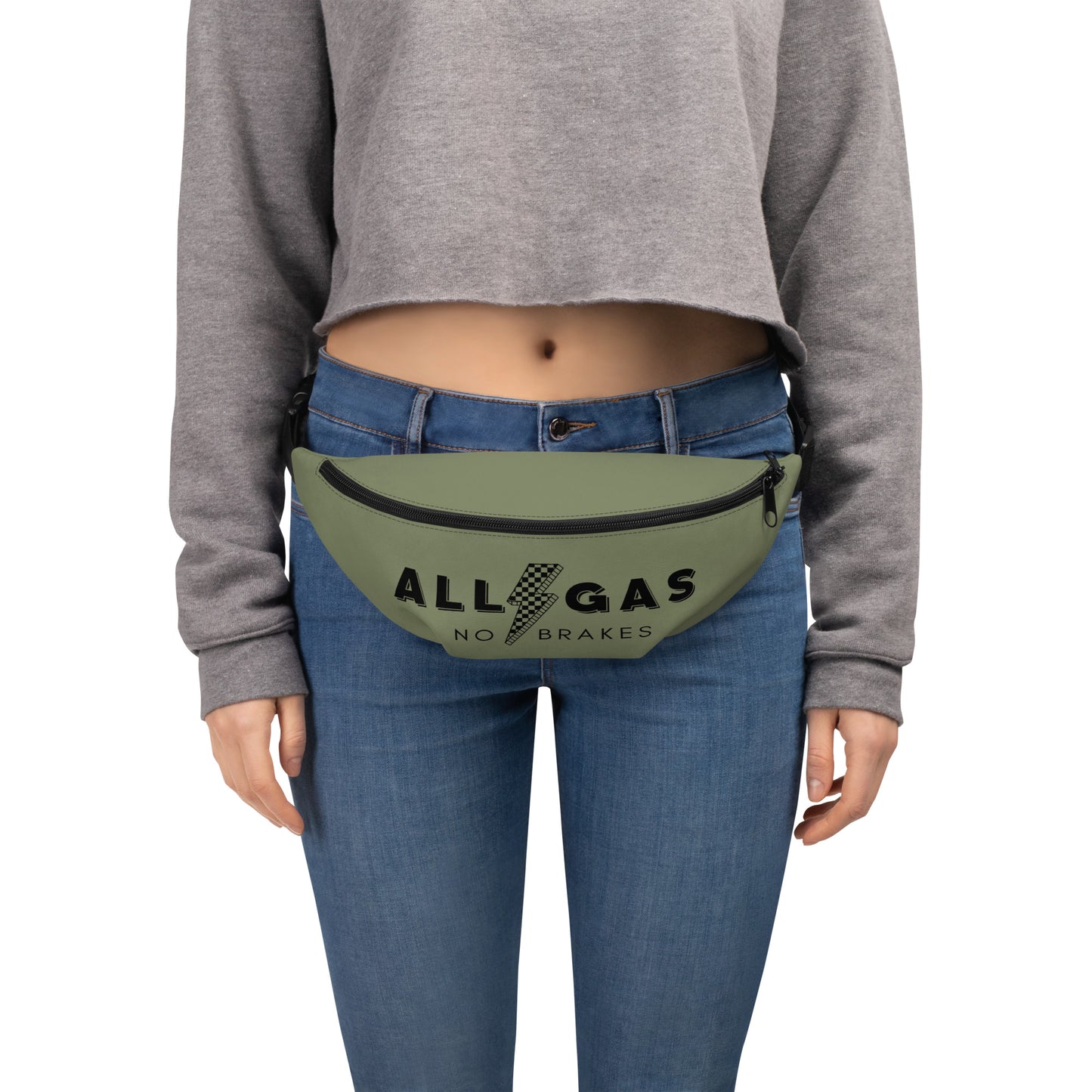 Army Green "All Gas No Brakes" Racing Fanny Pack