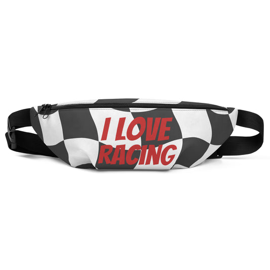 Checkered "I Love Racing" Fanny Pack