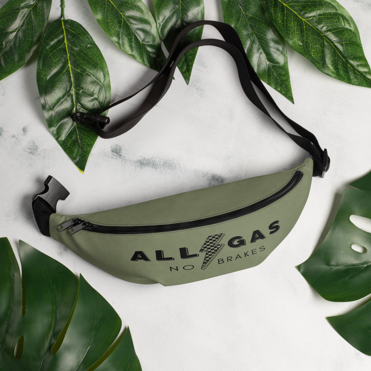 Army Green "All Gas No Brakes" Racing Fanny Pack