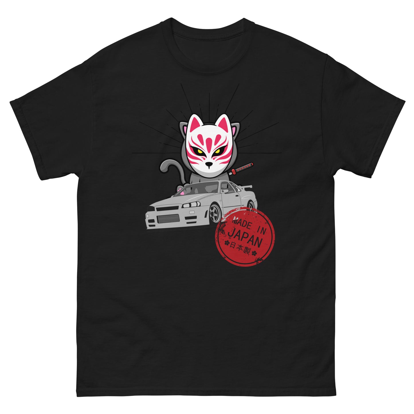 GTR Japanese car with kitsune Cat T-shirt
