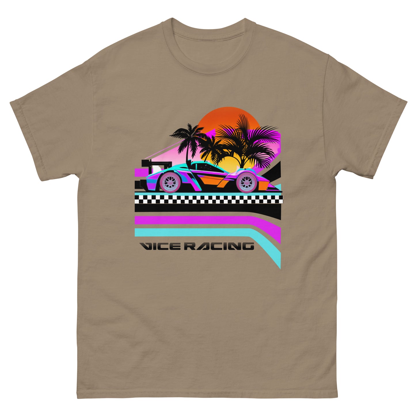 Ocean Drive neon supercar artwork T-shirt