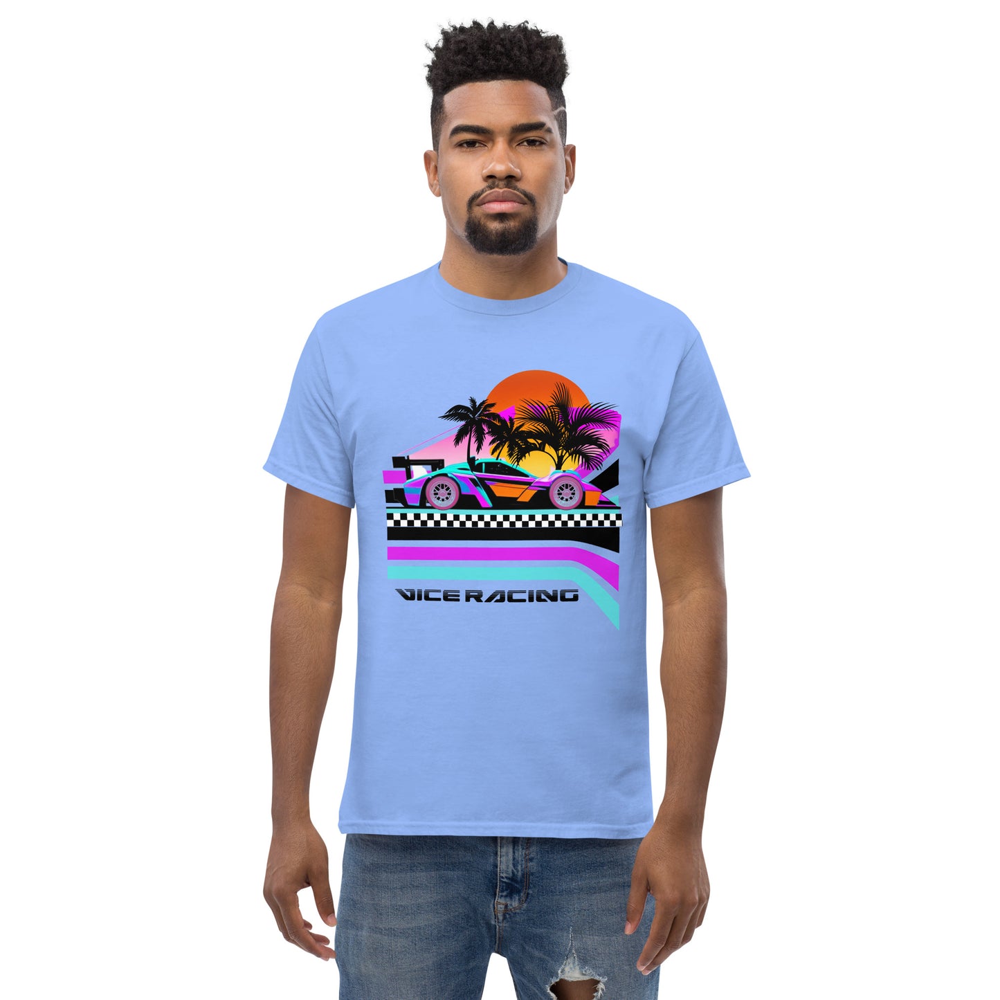 Ocean Drive neon supercar artwork T-shirt