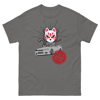 GTR Japanese car with kitsune Cat T-shirt
