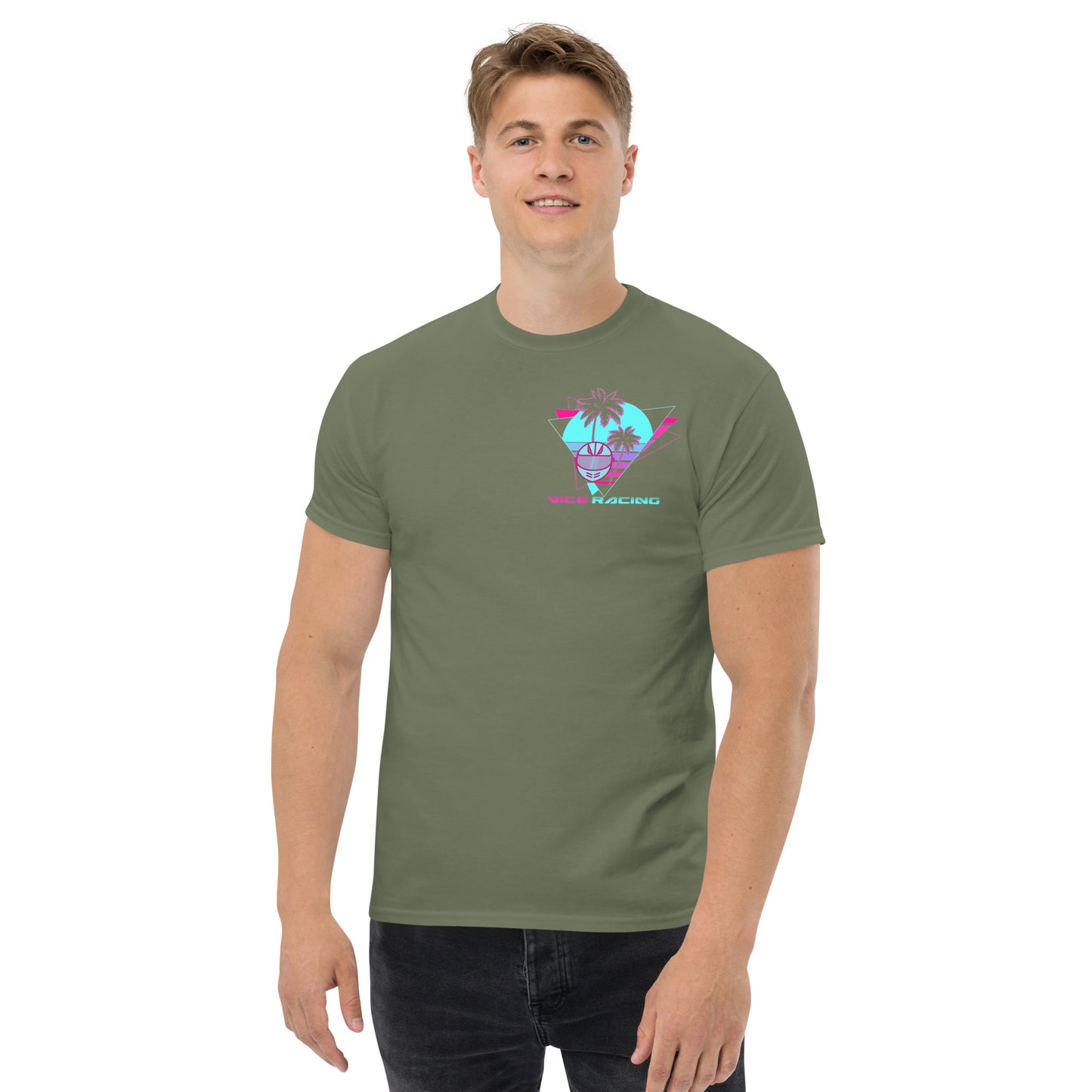 Vice Racing Motorsport Helmet and Palm Tree Logo T-shirt
