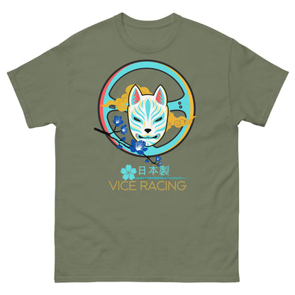 Japanese fox katsune Mask Steering wheel Racing T-shirt