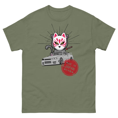 GTR Japanese car with kitsune Cat T-shirt