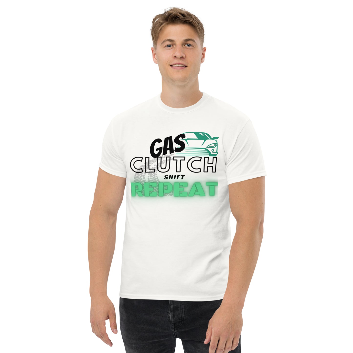 Gas clutch shift repeat racing t-shirt