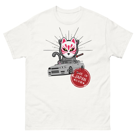 GTR Japanese car with kitsune Cat T-shirt